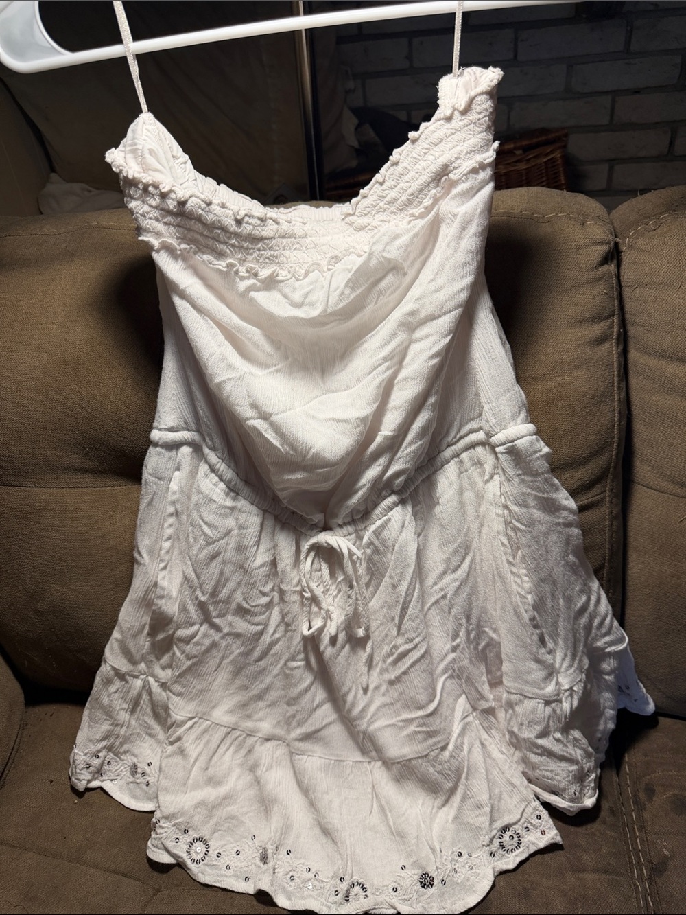 Hollister White Smocked Strapless dress